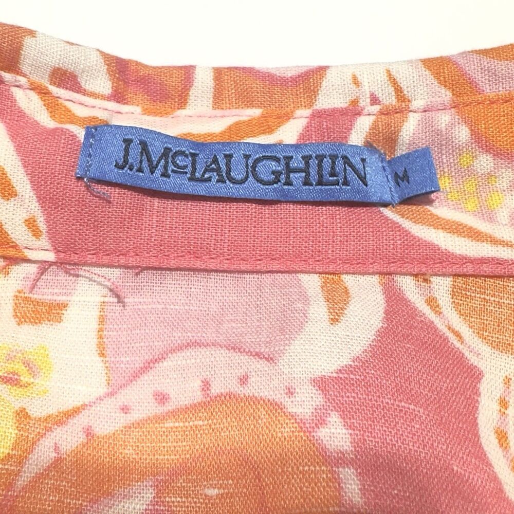 J. McLaughlin Linen Cotton Floral Paisley Button Front Midi Dress Drawstring M - Picture 6 of 13